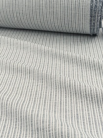 Полулен костюмный с умягчением "Полоска" цв.белый/джинс, ш.1.4м, лен-43%, хлопок-57%,  265гр/м.кв