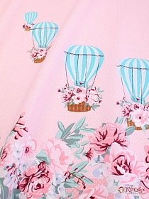 Рогожка Премиум "Путешествие Эльзы - воздушные шары" цв.розовый, (комп), СОРТ2, ш.1.5м, хл-100%
