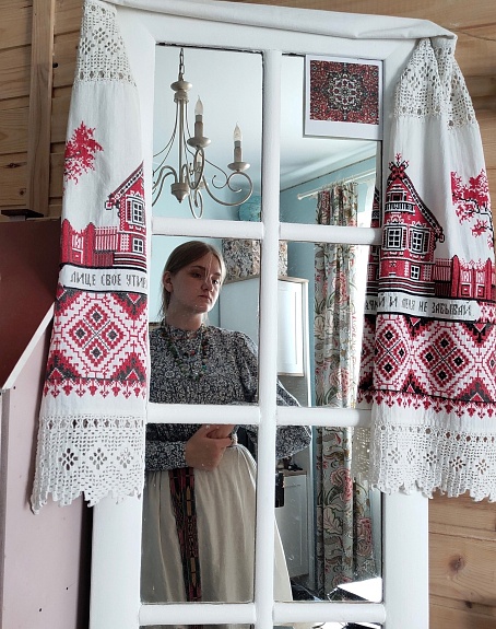 Реплика фольклорного платья из импортного хлопка "Чудный сад"