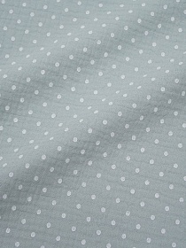 Муслин двухслойный с эф.жатости "Белый горох (3мм) на серо-мятном", ш.1.4м, хлопок-100%, 120гр/м.кв