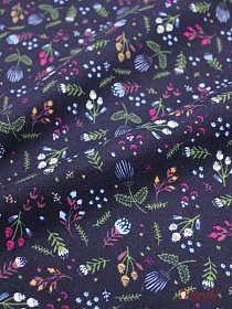 Мерный лоскут (ткань в отрезах) - Теплый хлопок "Разнотравье на чернильном", ш.1.45м, хл-100%