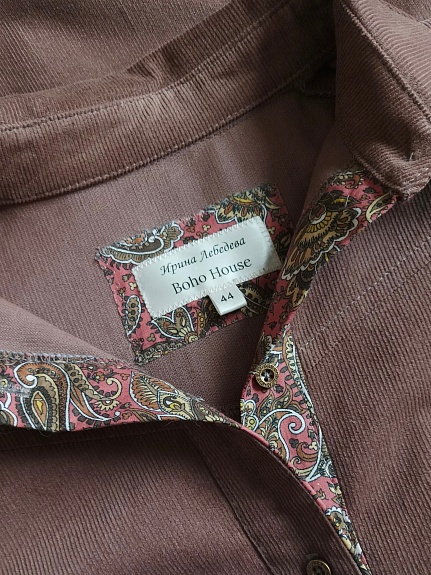 Платье из микровельвета и импортного хлопка в бежево-коричневом цвете