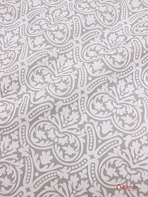 Полулен "Белый орнамент на серо-бежевом", ш.1.5 м, лен-30%, хл-70%, 140гр/м.кв
