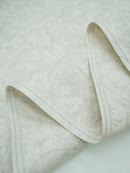 Полульняной жаккард "Перепев" цв.бежево-молочный, ш.1.6м, лен-50%, хлопок-50%, 210гр/м.кв