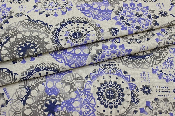 Полулен "Мистерия" цв.фиолетово-синий (на суровом), ш.1.5м, лен-30%, хлопок-70%, 140г/м.кв