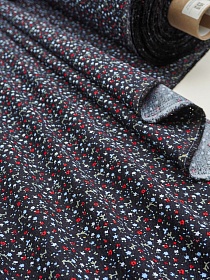 Микровельвет "Нежные незабудки" цв.чернильный, ш.1.1м, хлопок-100%, 130гр/м.кв