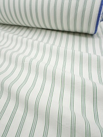 Пестроткань сорочечная "Тройная средняя полоска" цв.зеленый/белый, ш.1.5м, хл-100%, 120гр/м.кв