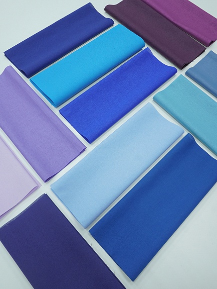 Набор тканей для рукоделия "Бязь однотонная: сине-фиолетовая гамма", 45*30 см, 12 шт