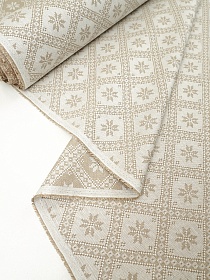 Полульняной жаккард "Лявониха" цв.бежевый, ш.1.6м, лен-56%, хлопок-44%, 220гр/м.кв