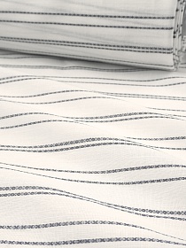 Фактурный полулен "Рельефные полоски" цв.белый/лазурно-серый, ш.2.45м, лен-62%, хлопок-38%, 150гр/м.кв