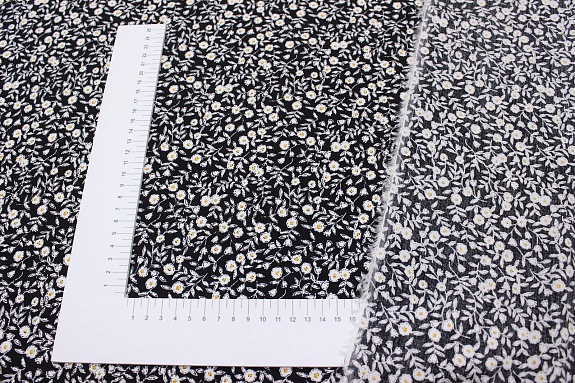 Штапель "Лёгкость" цв. черный, ш.1.44м, вискоза-100%, 110гр/м.кв