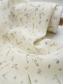 Лен костюмный Цифр.печать "Пробуждение весны" цв.сливочный, ш.1.5м, лен-100%, 190гр/м.кв