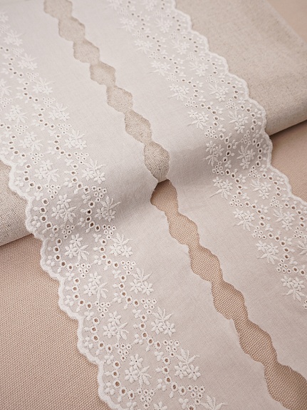 Шитье цв.молочно-белый (общая ширина 80мм, ширина вышивки 55мм) хлопок-100%, батист