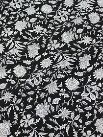Штапель "Белоснежный сад" цв.черный, ш.1.45м, вискоза-100%, 90гр/м.кв