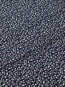 Штапель "Белые лютики на чернильном", ш.1.45м, вискоза-100%, 100гр/м.кв