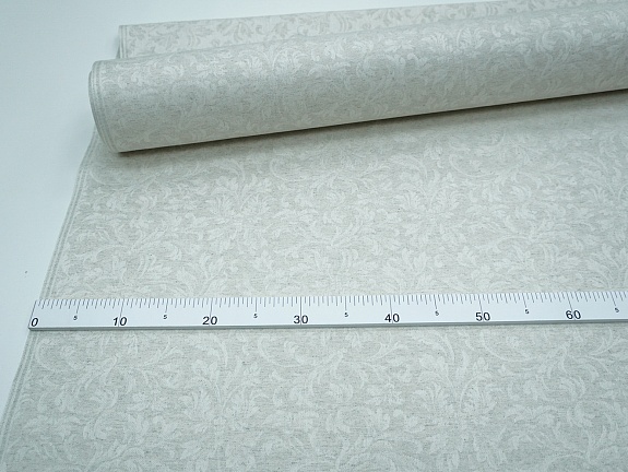 Полульняной жаккард "Перепев" цв.св.бежево-серый, ш.1.6м, лен-50%, хлопок-50%, 210гр/м.кв