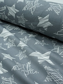 Бязь "Штрихованные звезды на сером", СОРТ2, ш.1.5м, хлопок-100%, 138гр/м.кв