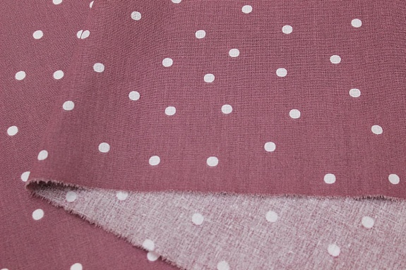 Поплин "Россыпь белого гороха (6мм) на лилово-бордовом", ш.1.5м, хлопок-100%, 105гр/м.кв
