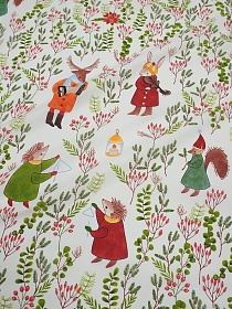 Перкаль "Лесные музыканты", ш.1.5м, хлопок-100%, 100гр/м.кв