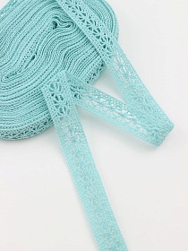 Кружево цв.нежно-бирюзовый с мятным оттенком, ш.15мм, хлопок-90%; п/э-10%, 10м