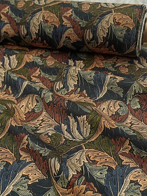 Перкаль Премиум Цифр.печать "Акант" цв.чернильный/песочный, ш.1.45м, хл-100%, 140гр/м.кв