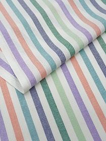 Холст полотенечный "Зеленые/лососевые/чернильные полосы", ш.0.5м, лен-30%, хл-70%, 140гр/м.кв