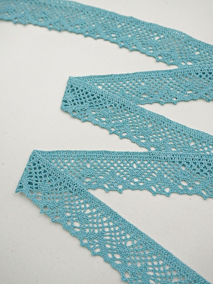 Кружево цв.бирюзовый, ш.30мм, хлопок-90%, п/э-10%, рис.111/19