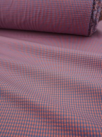 Пестроткань сорочечная "Клетка Мини" цв.оранжевый/синий, ш.1.45м, хлопок-100%, 110гр/м.кв