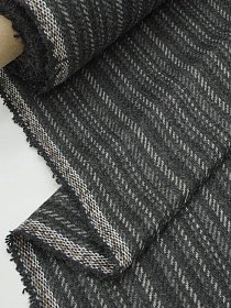 Шерсть пальтово-костюмная Твид "Полосы" цв.черный, ш.1.5м, шерсть-40%, п/э-60%