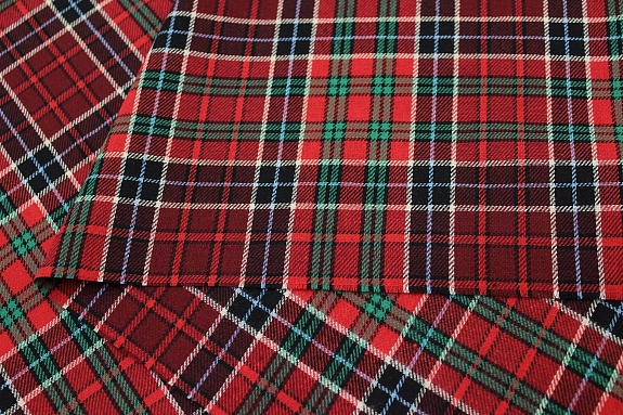 Фуле "Клетка" цв.бордовый/красный, ш.1.45м, хлопок-100%, 130гр/м.кв