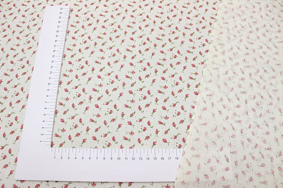 Импорт. хлопок (ситец) "Маленькие бутончики" цв.коралловый, СОРТ2, ш.1.55м, хл-100%, 80гр/м.кв