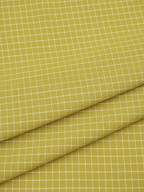 Пестрядь "Средняя клетка на желто-оливковом", ш.1.42м, хлопок-95%, п/э-5%, 140гр/м.кв