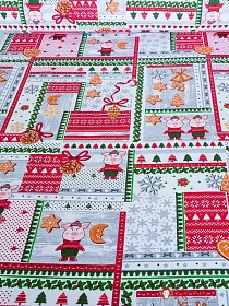 Рогожка "Новогодний пэчворк 2019", ш.1.5м, хлопок-100%, 165гр/м.кв