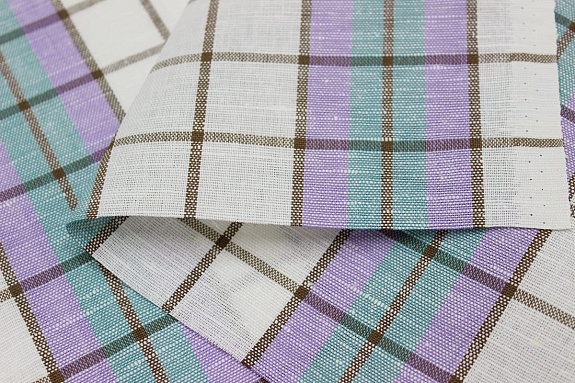 Холст полотенечный "Клетка" цв.сиреневый/мятный, ш.0.5м, лен-30%, хл-70%, 140гр/м.кв