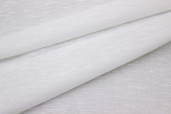 Мерный лоскут (ткань в отрезах) - Полулен декоративный сетка цв.Белый, ш.1.5м, лен-53, хлопок-47%