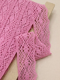 Кружево цв.розовый, ш.42мм, хлопок-90%, п/э-10%