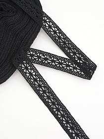 Кружево цв.черный, ш.15мм, хлопок-90%; п/э-10%, 10м