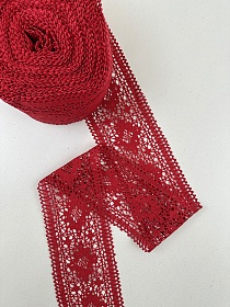 Кружево цв.темно-красный, ш.120мм, хлопок-90%, п/э-10%, рис.062/16