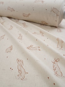 Хлопколен "Степные зайки", ш.2.5м, хлопок-95%, лен-5%, 110гр/м.кв