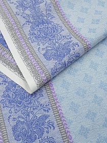 Холст полотенечный жаккард "Валенсия" цв.голубой/синий, ш.0.5м, лен-30%, хл-70%, 210гр/м.кв