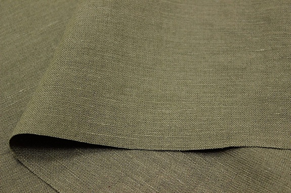 Лен с вискозой с эффектом мятости цв.Дымчато-зеленый хаки, СОРТ2, ш.1.45м, лен-53%,вискоза-47%