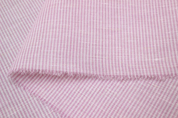 Полулен "Мелкая розовая полоска", ш.1.5м, лен-50%, хлопок-50%,135гр/м.кв