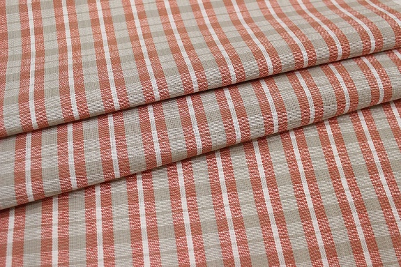 Холст полотенечный "Красно-бежевая клетка с белой полоской", ш.0.5м, лен-30%, хл-70%, 140гр/м.кв