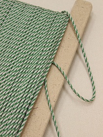 Шнур цв.серый/зеленый, 5мм, лен-68%, п/э-32%