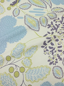 Интерьерный хлопок "Прохлада (голубые цветы)", ш.1.5м, хлопок-100%, 250гр/м.кв