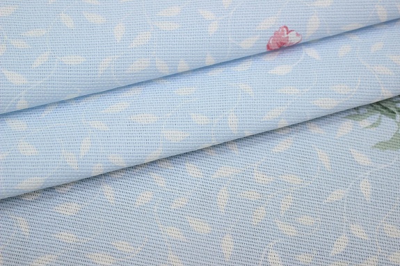 Мерный лоскут (ткань в отрезах) - Рогожка "Розово-сиреневые садовые цветы по кайме", (комп), ш.1.5м