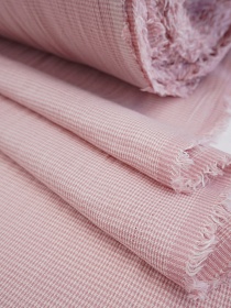 Муслин двухслойный пестротканый "Микроклетка" цв.белый/пыльно-розовый, ш.2.5м, хлопок-100%, 115гр/м.кв