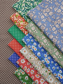 Набор тканей для рукоделия "Бязь: Луговая ромашка", 45*30 см, 12 шт