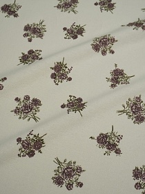 Теплый хлопок "Садовые розы" цв.св.бежево-молочный с оливковым оттенком, ш.1.5м, хл-100%, 160гр/м.кв