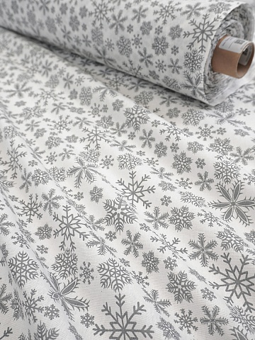 Бязь "Серые снежинки на белом", ш.1.5м, хлопок-100%,110гр/м.кв